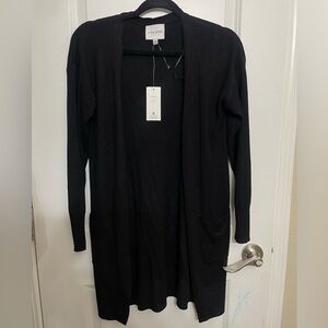 Pink Rose black ribbed cardigan